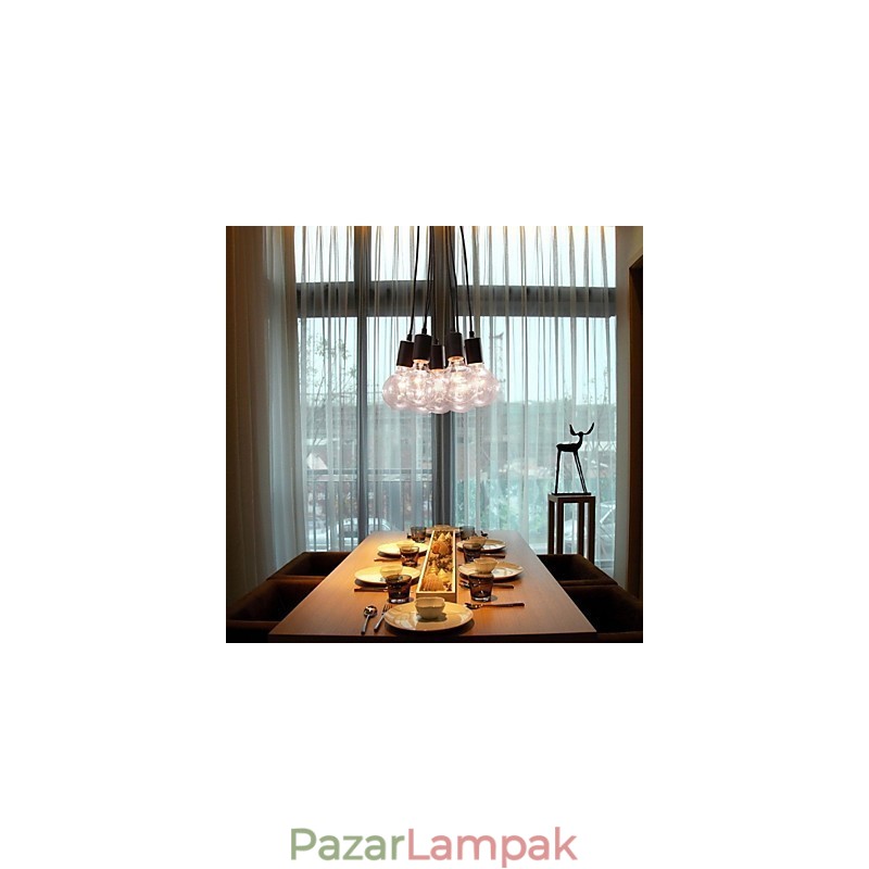 Modern otthon 7 fejes Edison izzólámpa loft üveggolyós függőlámpa