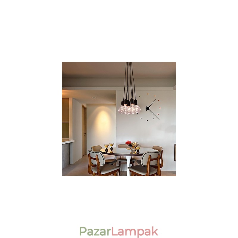 Modern otthon 7 fejes Edison izzólámpa loft üveggolyós függőlámpa
