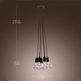 Modern otthon 7 fejes Edison izzólámpa loft üveggolyós függőlámpa