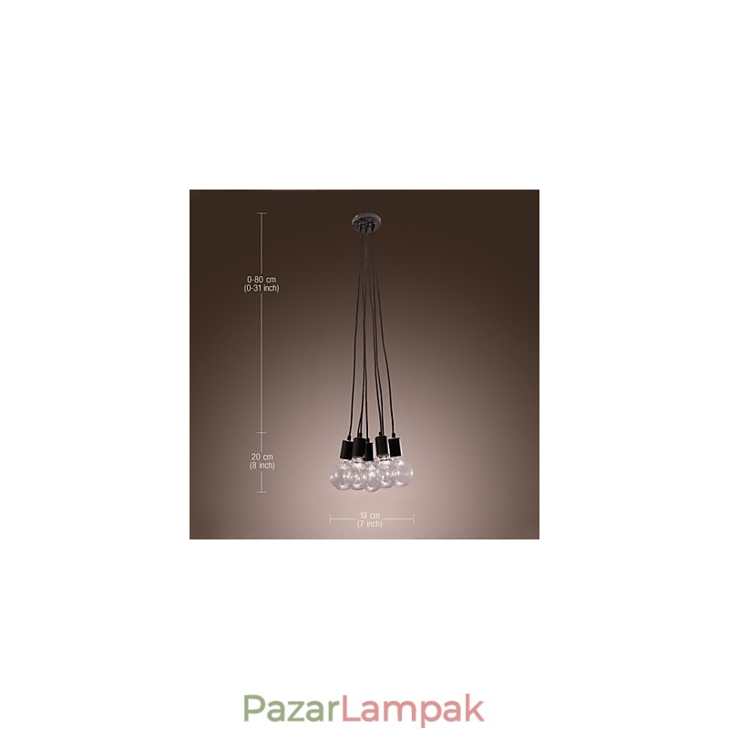 Modern otthon 7 fejes Edison izzólámpa loft üveggolyós függőlámpa