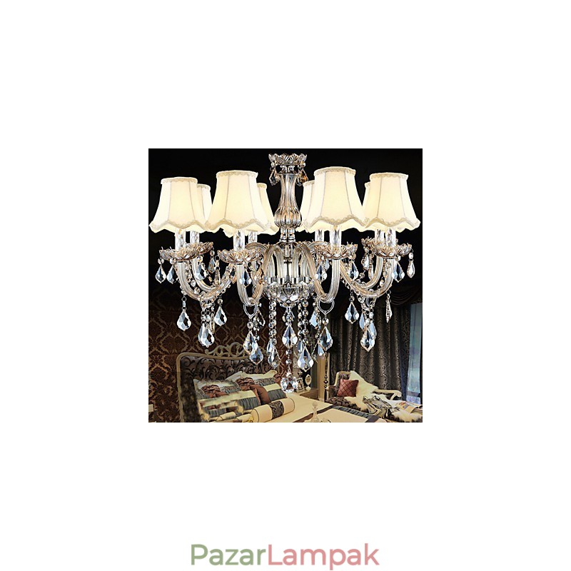 K9 átlátszó karácsonyi kristály gyertyacsillár 8 fénnyel