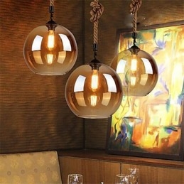 Loft American Rope Retro Lighting Lights Üveg függőlámpa
