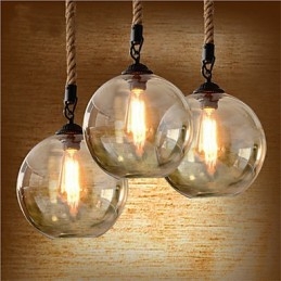Loft American Rope Retro Lighting Lights Üveg függőlámpa