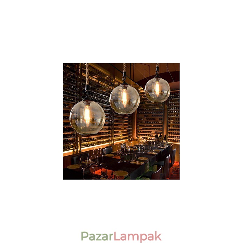 Loft American Rope Retro Lighting Lights Üveg függőlámpa