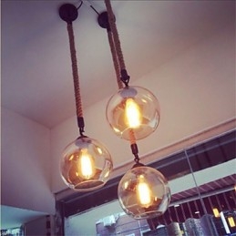 Loft American Rope Retro Lighting Lights Üveg függőlámpa