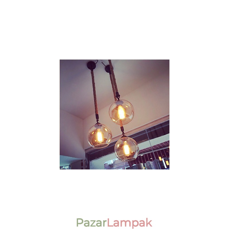 Loft American Rope Retro Lighting Lights Üveg függőlámpa