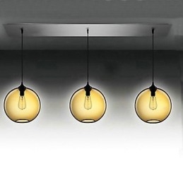 3 Light Modern üveg függőlámpa átlátszó barna buborékos kivitelben