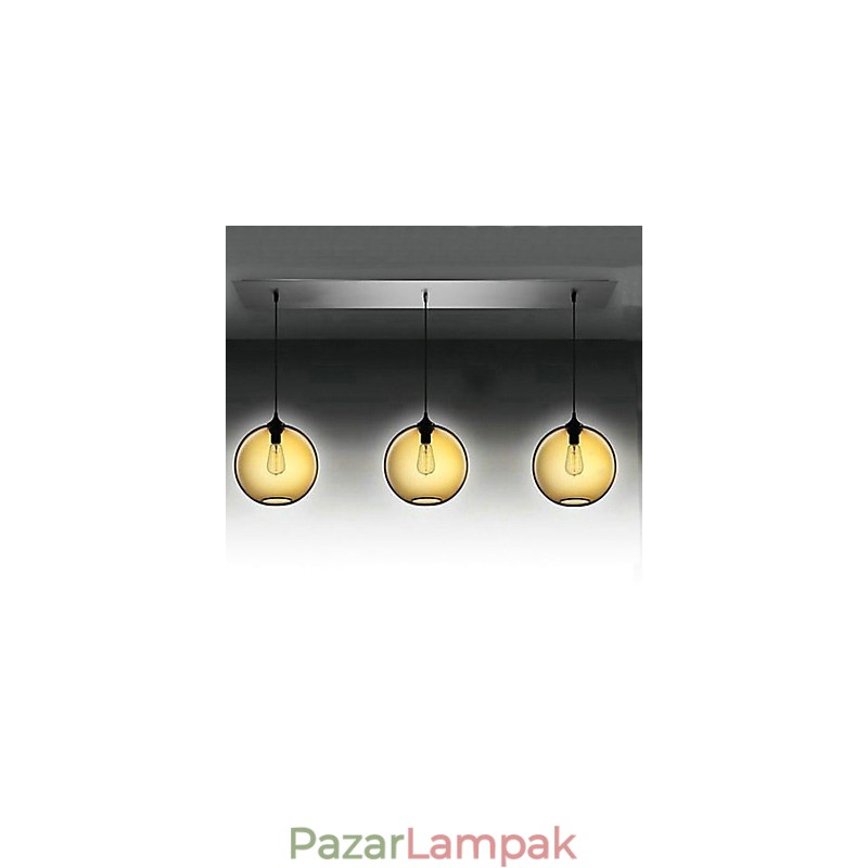 3 Light Modern üveg függőlámpa átlátszó barna buborékos kivitelben