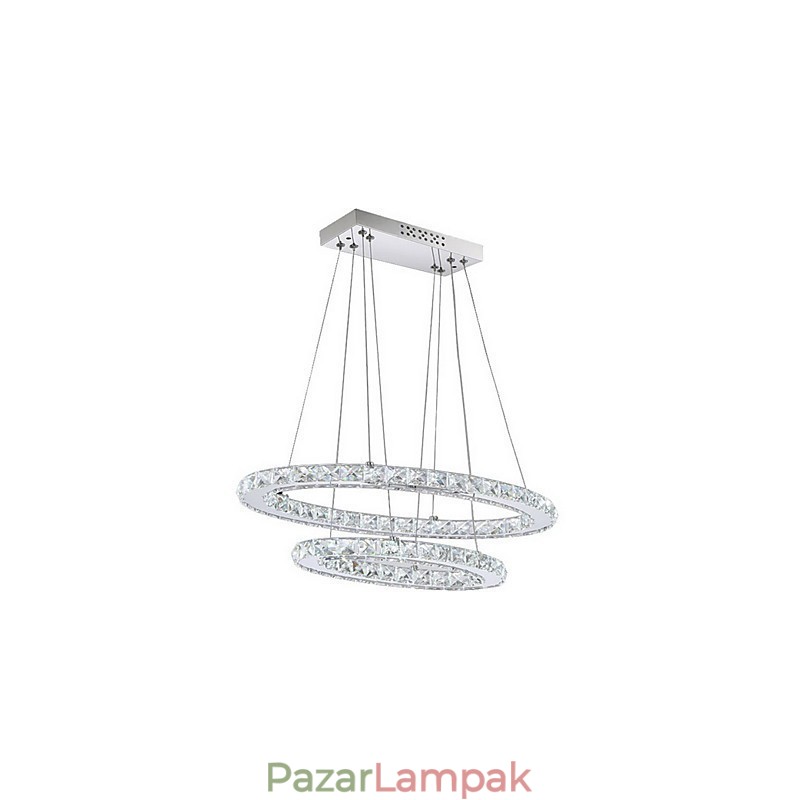 Modern kristály függőlámpa ovális dupla gyűrűvel