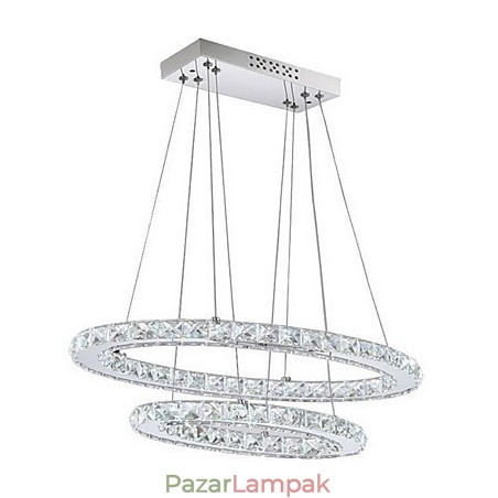 Modern kristály függőlámpa ovális dupla gyűrűvel Modern kristály függőlámpa ovális dupla gyűrűvel