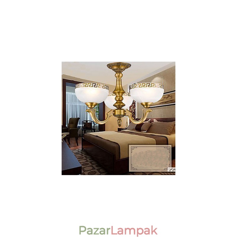 Teljes réz lámpa Márvány étkező Eredeti modern réz csillár
