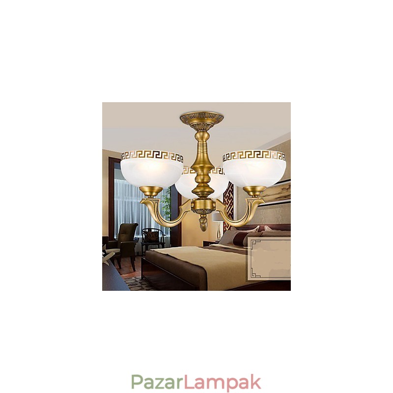 Teljes réz lámpa Márvány étkező Eredeti modern réz csillár