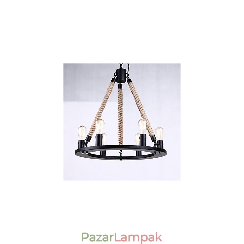 Függeszték 6 fényű vidéki stílusú kovácsoltvas