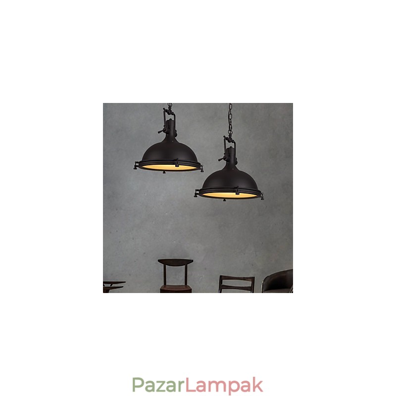 Ipari egyágyas függőlámpa díszíti a loft stílusú vintage fém csepplámpát