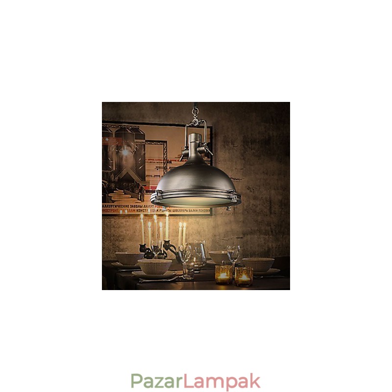 Ipari egyágyas függőlámpa díszíti a loft stílusú vintage fém csepplámpát