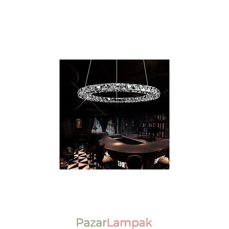 Kristály függő világítás Modern, egy D40CM háromoldalas K9 kristály beltéri mennyezeti lámpatestek