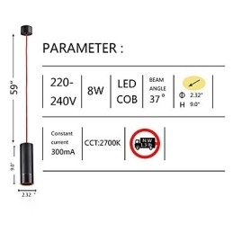 1 Light Mini függőlámpa, fekete, alumínium eloxálással