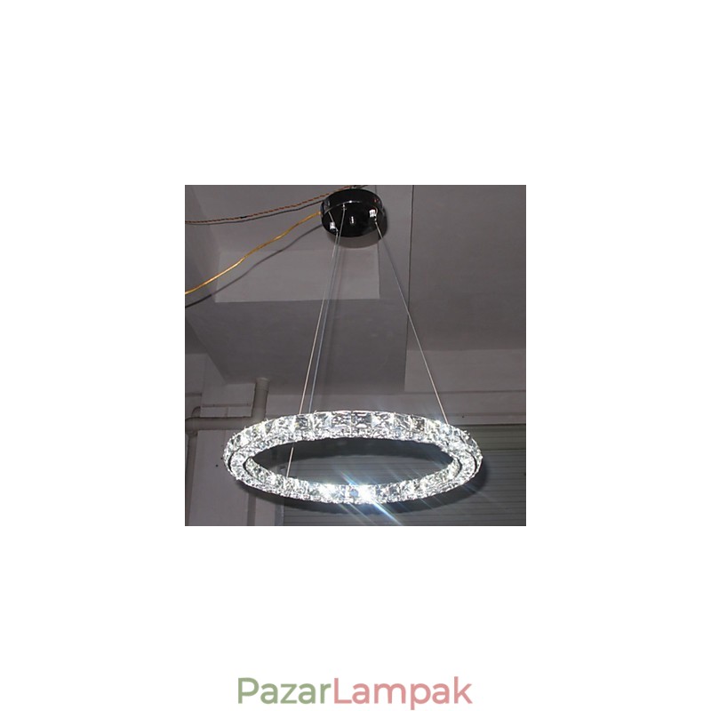 Kristály függő világítás Modern, egy D40CM háromoldalas K9 kristály beltéri mennyezeti lámpatestek