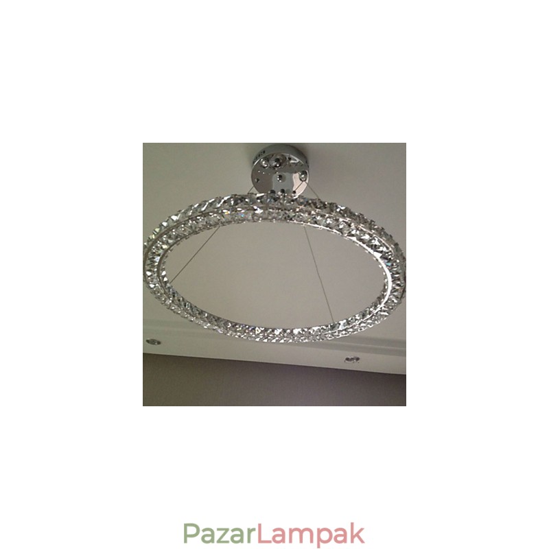 Kristály függő világítás Modern, egy D40CM háromoldalas K9 kristály beltéri mennyezeti lámpatestek