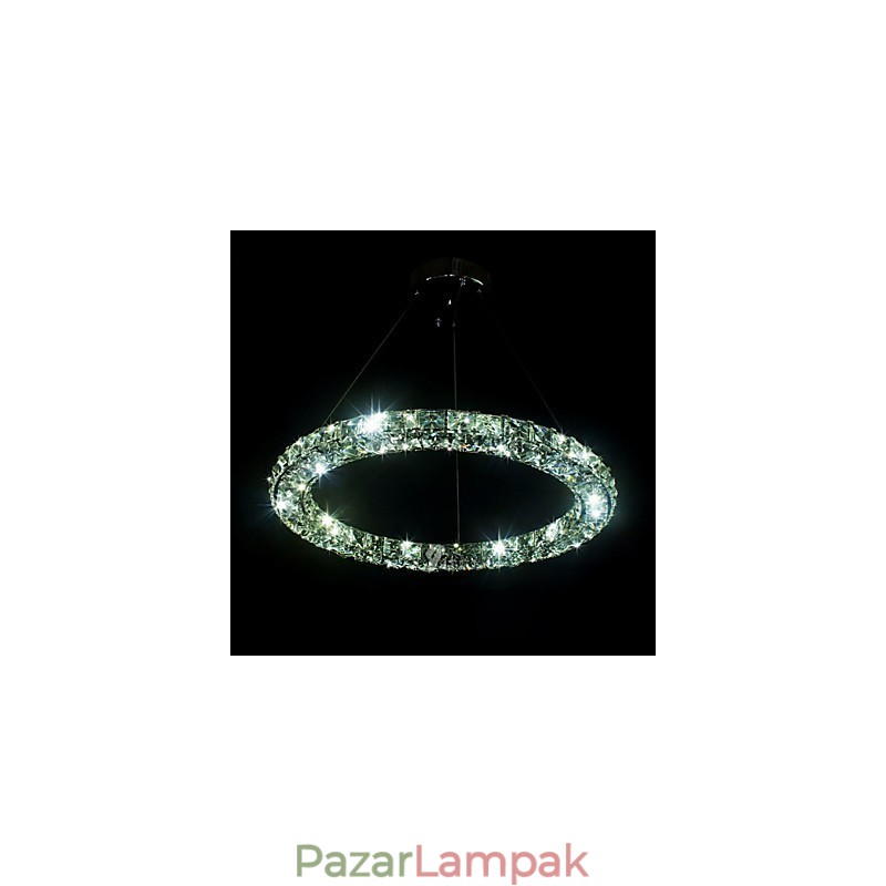 Kristály függő világítás Modern, egy D40CM háromoldalas K9 kristály beltéri mennyezeti lámpatestek
