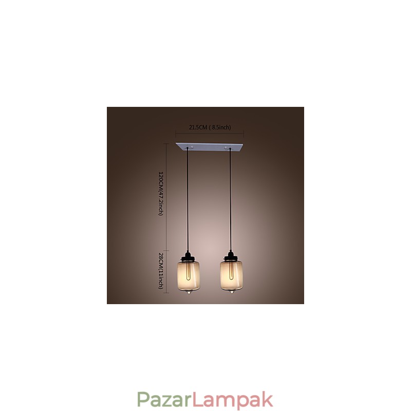 Modern üveg függőlámpa 2 lámpával, átlátszó palack kivitelben