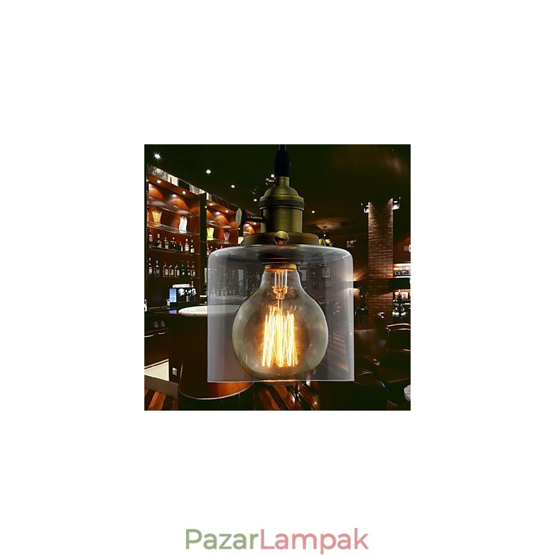 Üveg sárgaréz Retro Vintage Industrial ART Cafe Garázs függőlámpa