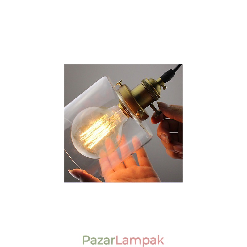Üveg sárgaréz Retro Vintage Industrial ART Cafe Garázs függőlámpa