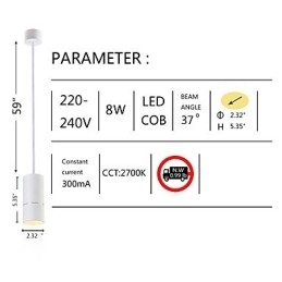GE 05032 8W 136mm 1 Light Mini függőlámpa porított fehér alumíniummal