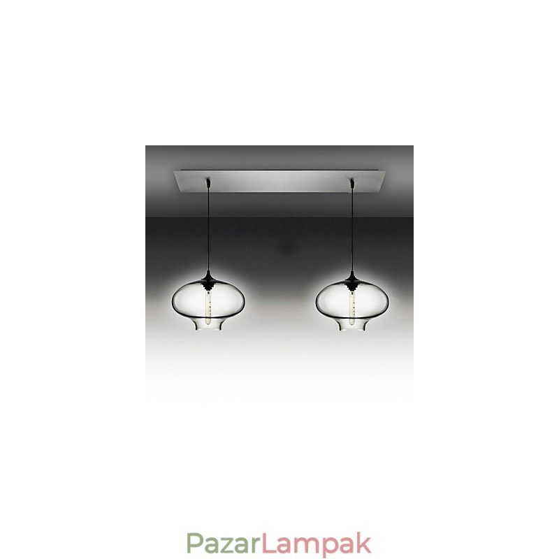 2 Light Modern üveg függőlámpa fekete buborékos kivitelben