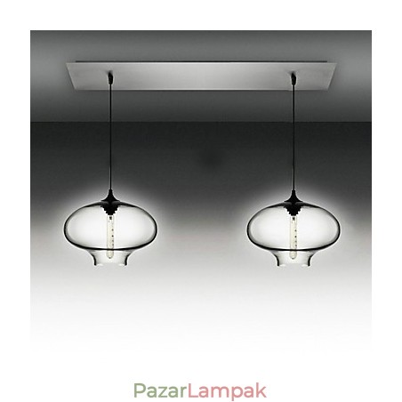 2 Light Modern üveg függőlámpa fekete buborékos kivitelben