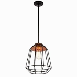 Vas festő függőlámpa fából készült középső vaskalitkás világítólámpával