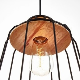 Vas festő függőlámpa fából készült középső vaskalitkás világítólámpával