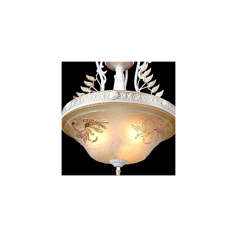 Fehér medál három fényű mintás üvegernyő kézzel aranyozott európai retro klasszikus