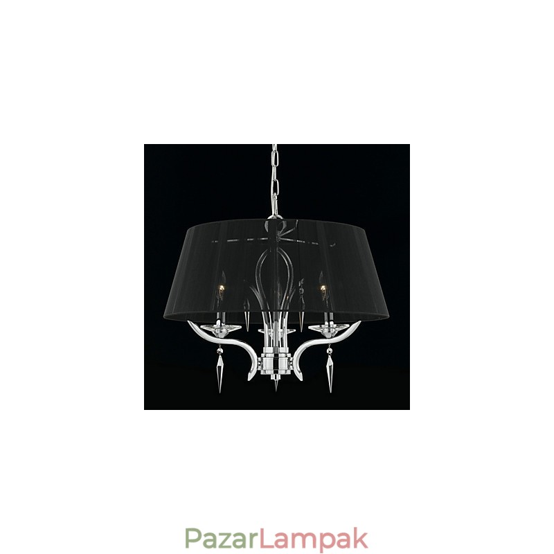 Elegáns kristálycsillár 3 fénnyel, fekete árnyalatban
