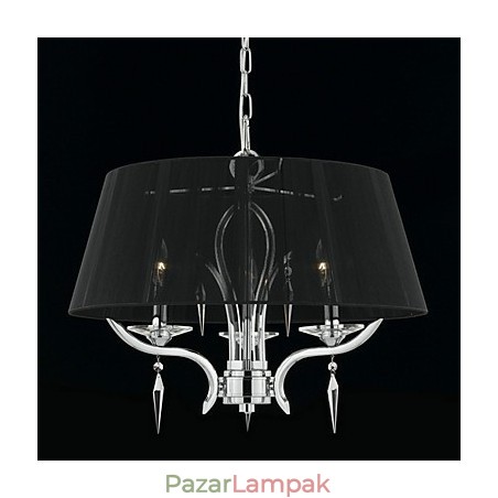 Elegáns kristálycsillár 3 fénnyel, fekete árnyalatban Elegáns kristálycsillár 3 fénnyel, fekete árnyalatban