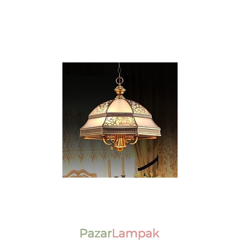 Sárgaréz függőlámpa Hat Lights Vintage Total Copper Glass