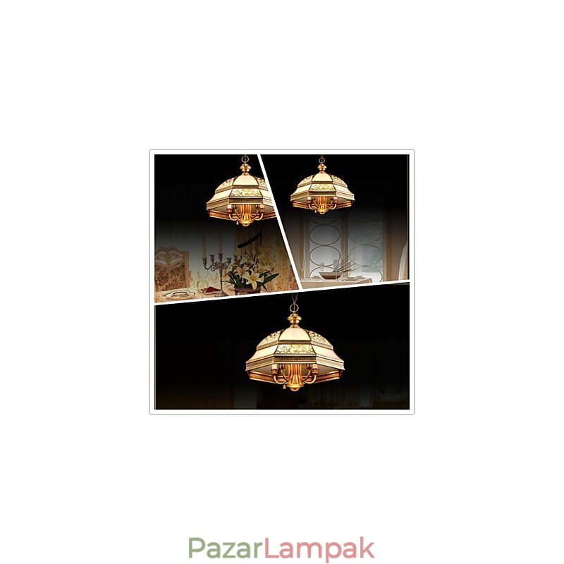 Sárgaréz függőlámpa Hat Lights Vintage Total Copper Glass