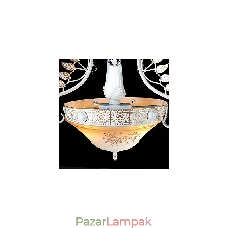 Fehér medál két fényű mintás üvegernyő kézzel aranyozott európai retro klasszikus