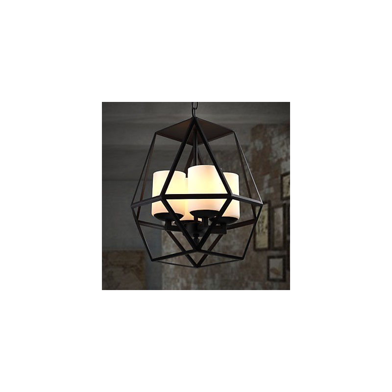 Csúcsszintű Americange Vintage fekete Iron Lamp Modern Chandelier Chandelier 4 lámpa