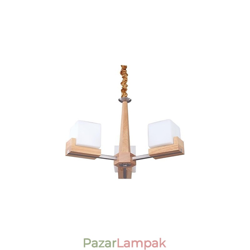 Tölgy függőlámpa Három fényű tölgy és üveg