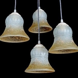 Fehér medál négy lámpa mintás üvegernyő kézzel aranyozott európai retro klasszikus