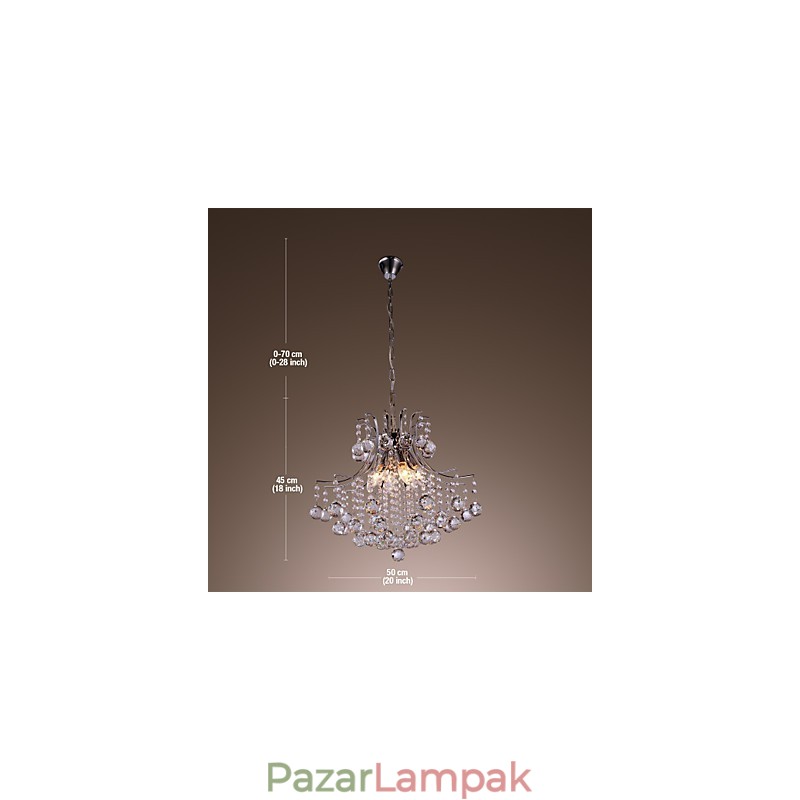 Modern, modern kristály mini stílusú, galvanizált fém függőlámpa