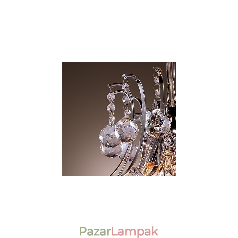 Modern, modern kristály mini stílusú, galvanizált fém függőlámpa
