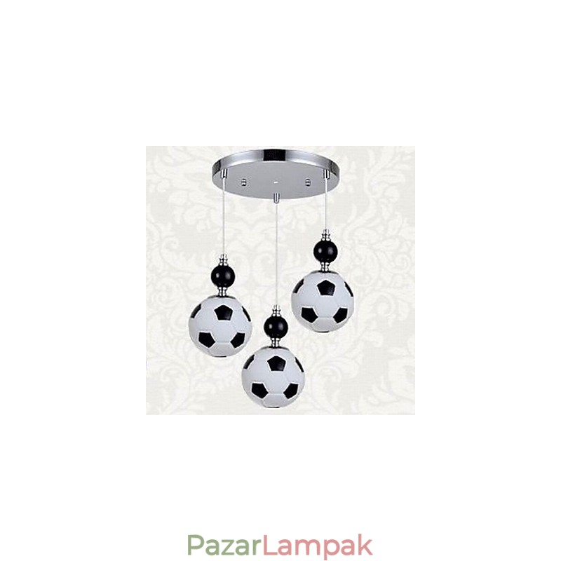 Klasszikus modern futball kerek függőlámpa 3 lámpa