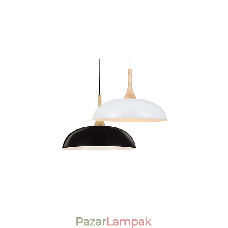 Mini művészi függőlámpa 1 könnyű, modern egyszerűség, fekete fehér kivitelű alumínium és fából készült lámpa