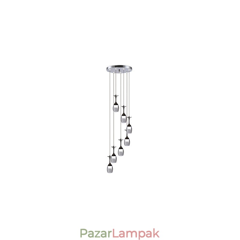 Modern függőlámpa 7 lámpával, integrált izzókkal, lépcsőlámpával