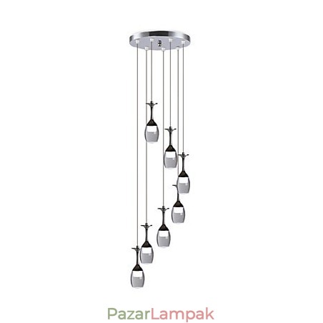 Modern függőlámpa 7 lámpával, integrált izzókkal, lépcsőlámpával Modern függőlámpa 7 lámpával, integrált izzókkal, lépcsőlámpával