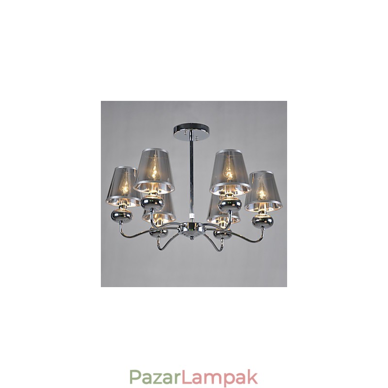 Vintage Chandelier 6 Light Classic Fabric Fémfestés