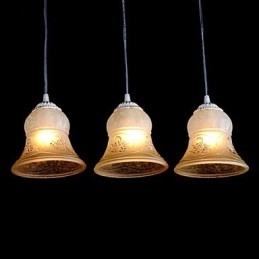Fehér medál három fényű mintás üvegernyő kézzel aranyozott európai retro klasszikus