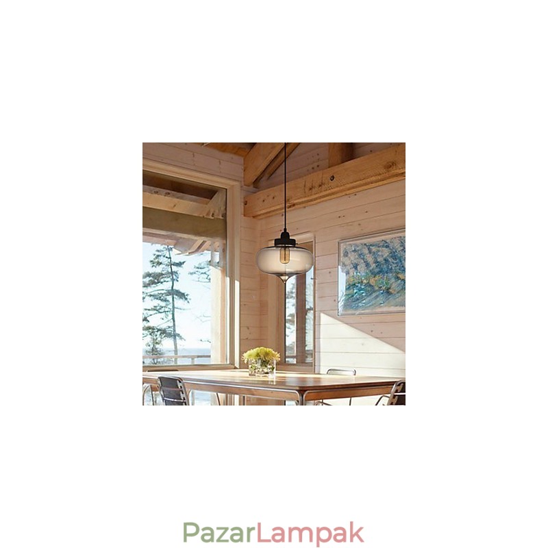 Átlátszó üveg függőlámpa barna buborék kivitelben